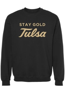 Summit Sportswear Tulsa Golden Hurricane Mens Black Stay Gold Long Sleeve Crew Sweatshirt