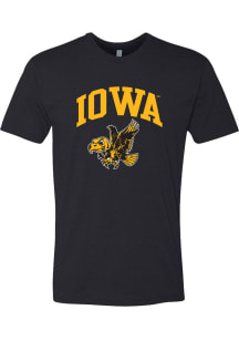 Summit Sportswear Iowa Hawkeyes Black Vintage Arch Mascot Short Sleeve T Shirt