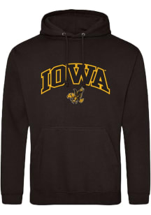 Summit Sportswear Iowa Hawkeyes Mens Black Twill Arch Mascot Long Sleeve Hoodie