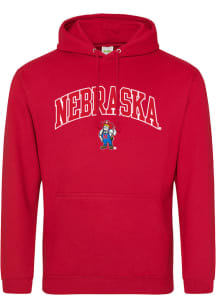 Summit Sportswear Nebraska Cornhuskers Mens Red Twill Arch Mascot Long Sleeve Hoodie