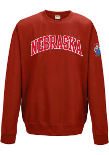 Summit Sportswear Nebraska Cornhuskers Mens Red Twill Arch Sleeve Hit Long Sleeve Crew Sweatshirt