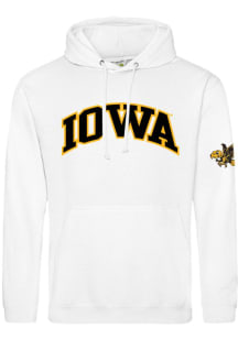 Summit Sportswear Iowa Hawkeyes Mens White Twill Arch Sleeve Hit Long Sleeve Hoodie