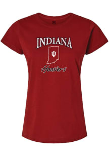 Summit Sportswear Indiana Hoosiers Womens Crimson Outline Arch Short Sleeve T-Shirt