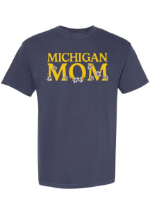 Summit Sportswear Michigan Wolverines Womens Navy Blue Floral Mom Short Sleeve T-Shirt