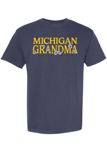 Summit Sportswear Michigan Wolverines Womens Navy Blue Floral Grandma Short Sleeve T-Shirt