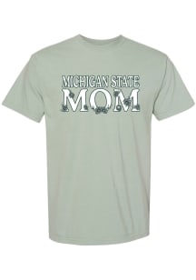 Summit Sportswear Michigan State Spartans Womens Green Floral Mom Short Sleeve T-Shirt