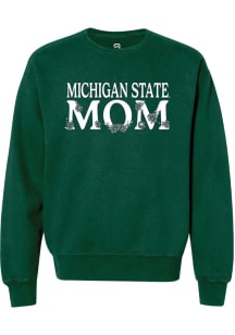 Summit Sportswear Michigan State Spartans Womens Green Floral Mom Crew Sweatshirt