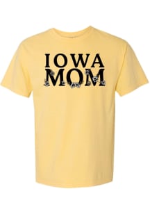 Summit Sportswear Iowa Hawkeyes Womens Yellow Floral Mom Short Sleeve T-Shirt