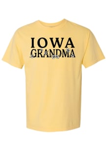 Summit Sportswear Iowa Hawkeyes Womens Yellow Floral Grandma Short Sleeve T-Shirt