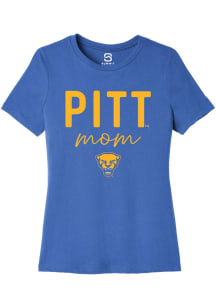 Summit Sportswear Pitt Panthers Womens Blue Script Mom Short Sleeve T-Shirt