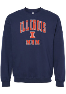 Summit Sportswear Illinois Fighting Illini Womens Navy Blue Mom Crew Sweatshirt