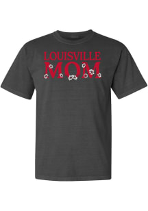 Summit Sportswear Louisville Cardinals Womens Grey Floral Mom Short Sleeve T-Shirt