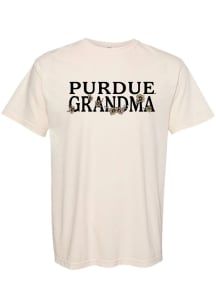 Summit Sportswear Purdue Boilermakers Womens Ivory Floral Grandma Short Sleeve T-Shirt