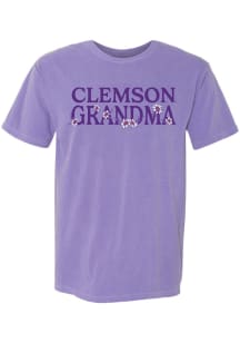 Summit Sportswear Clemson Tigers Womens Lavender Floral Grandma Short Sleeve T-Shirt