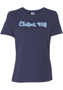 Summit Sportswear Chapel Hill Womens Navy Blue Wordmark Short Sleeve T-Shirt
