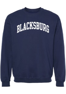 Summit Sportswear Blacksburg Mens Navy Blue WORDMARK Long Sleeve Crew Sweatshirt