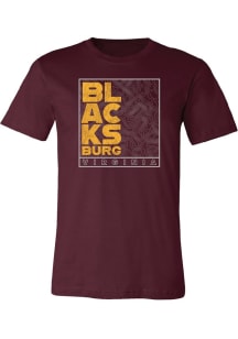 Summit Sportswear Blacksburg Maroon LINES Short Sleeve Fashion T Shirt