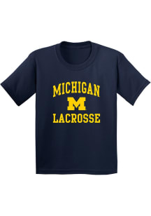 Michigan Wolverines Youth Navy Blue Arch logo Lacrosse Short Sleeve T-Shirt