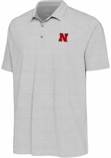 Antigua Nebraska Cornhuskers Mens White Intersect Short Sleeve Polo
