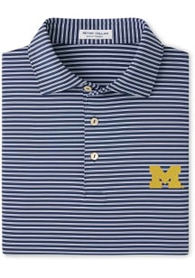 Peter Millar Michigan Wolverines Mens Navy Blue Tiebreaker Short Sleeve Fashion Polo