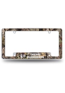 Chicago Blackhawks Camo Mossy Oak All Over Chrome License Plate Frame - White