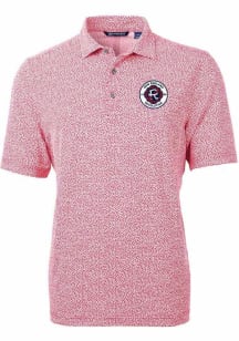 Cutter and Buck New England Revolution Mens Red Virtue Eco Pique Botanical Short Sleeve Polo
