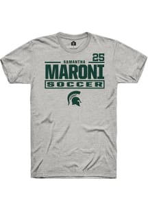 Samantha Maroni Michigan State Spartans Ash NIL Stacked Box Short Sleeve Player T Shirt