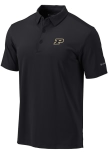 Columbia Purdue Boilermakers Mens Black Heat Seal Omni Wick Drive Short Sleeve Polo