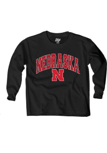 Blue 84 Nebraska Cornhuskers Youth Black Team Wordmark Long Sleeve T-Shirt