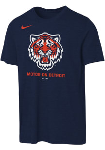 Paws  Nike Detroit Tigers Youth Navy Blue Fan Gear Triblend Short Sleeve Fashion T-Shirt