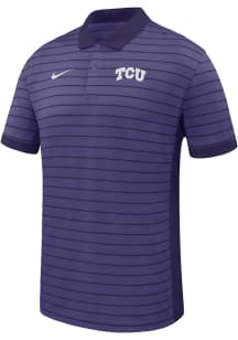 Nike TCU Horned Frogs Mens Purple Victory Stripe Short Sleeve Polo