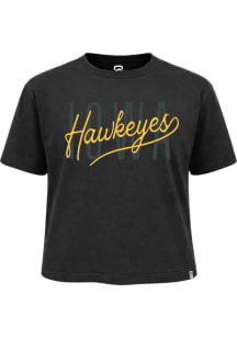 Summit Sportswear Iowa Hawkeyes Womens Black Pigment Dyed Short Sleeve T-Shirt