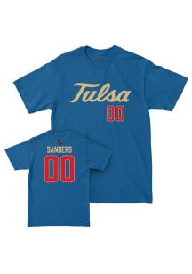 Tatum Sanders Tulsa Golden Hurricane Blue NIL Sideline Short Sleeve Player T Shirt