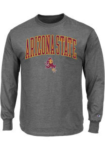Arizona State Sun Devils Mens Grey Arch Over Logo Big and Tall Long Sleeve T-Shirt