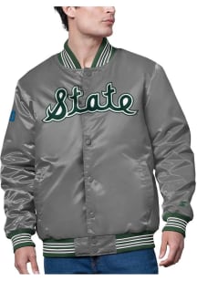 Starter Michigan State Spartans Mens Grey Big Ten Mascot Name Light Weight Jacket