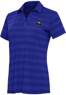 Antigua France National Team Womens Blue Channel Short Sleeve Polo Shirt