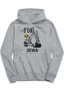 Vive La Fete Iowa Hawkeyes Youth Grey Excavator Long Sleeve Hoodie
