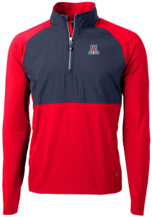 Cutter and Buck Arizona Wildcats Mens Red Adapt Knit Hybrid Long Sleeve Qtr Zip Pullover