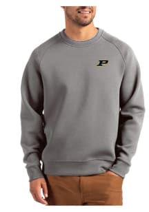 Cutter and Buck Purdue Boilermakers Mens Graphite Roam Long Sleeve Crew Sweatshirt