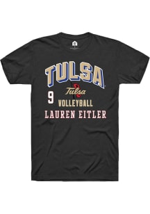 Lauren Eitler Tulsa Golden Hurricane Black NIL Arch Logo Short Sleeve Player T Shirt