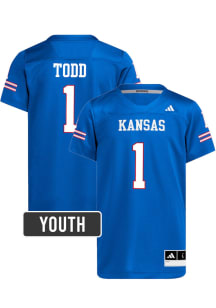 Jalen Todd Kansas Jayhawks Youth Royal Blue Adidas NIL Name And Number Football Jersey