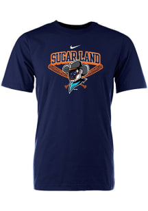 Sugar Land Space Cowboys Navy Blue Name Over Mascot Short Sleeve T Shirt