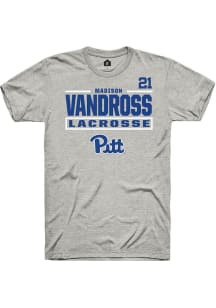 Madison Vandross Pitt Panthers Ash NIL Stacked Box Short Sleeve Player T Shirt