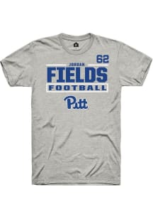 Jordan Fields Pitt Panthers Ash Football NIL Stacked Box Short Sleeve Player T Shirt