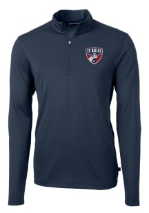 Cutter and Buck FC Dallas Mens Navy Blue Virtue Eco Pique Long Sleeve Qtr Zip Pullover