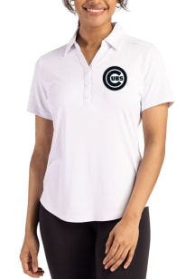 Cutter and Buck Chicago Cubs Womens White Forge Eco Polo Short Sleeve Polo Shirt