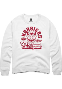 Summit Sportswear Indiana Hoosiers Mens White Vintage 2025 National Champions Long Sleeve Crew Swe..
