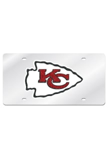 Kansas City Chiefs Silver Glitter Team Logo Car Accessory License Plate