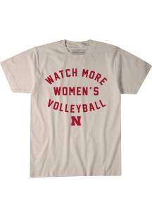 BreakingT Nebraska Cornhuskers White Watch More Women's Volleyball Short Sleeve Fashion T Shirt