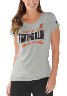 Illinois Fighting Illini Womens Grey Endzone Short Sleeve T-Shirt